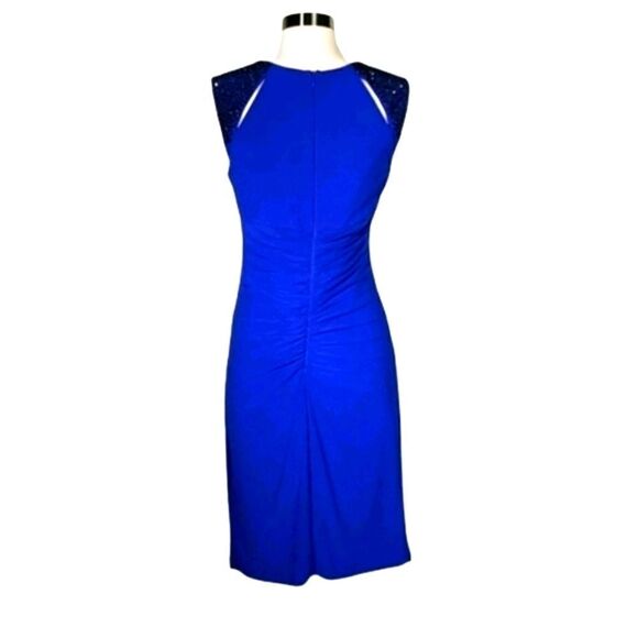 Cache Royal Blue Studded Ruched Cocktail Dress 6 - Picture 4 of 8